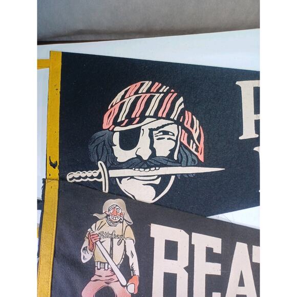 Vintage 1940s MLB Pittsburgh Pirates Baseball Pennant Collection Of 3 Rare Old - Picture 10 of 16